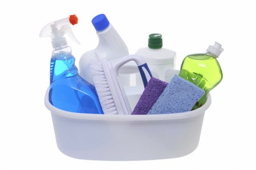 Professional cleaner tidying a Stockwell office corridor and entrance area